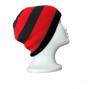 Champions orange, grey, and black knit striped beanie